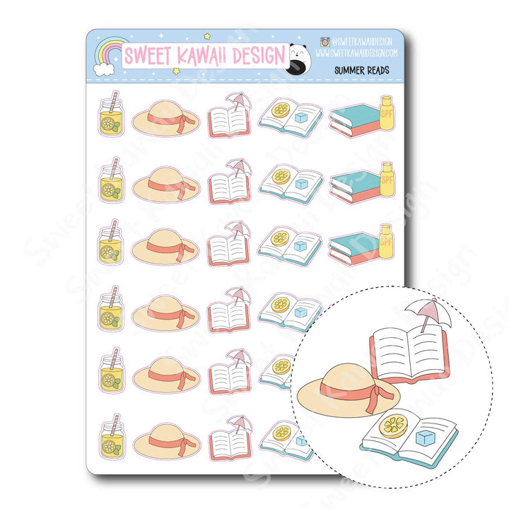 Kawaii Summer Reads Stickers