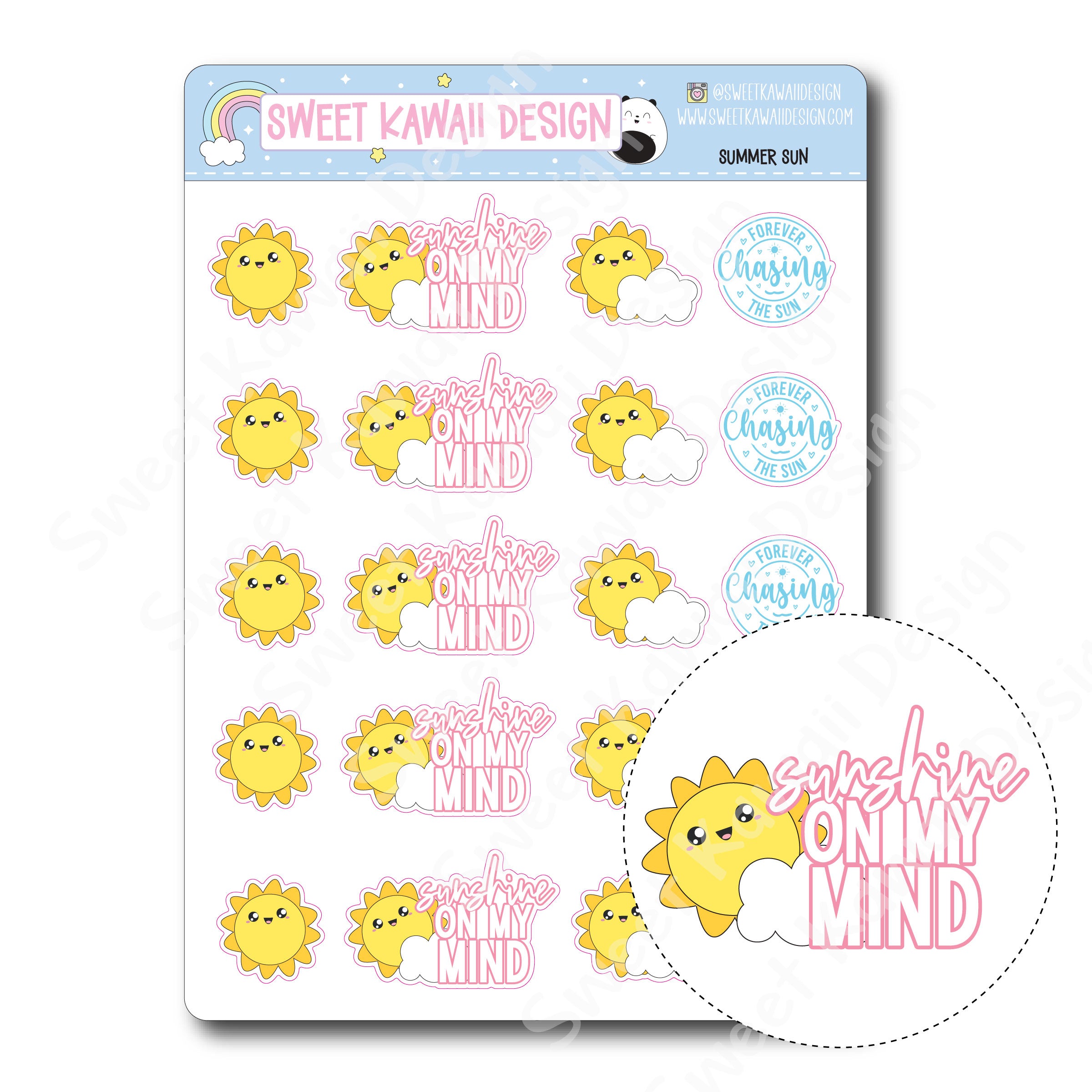 Kawaii Summer Sun Stickers