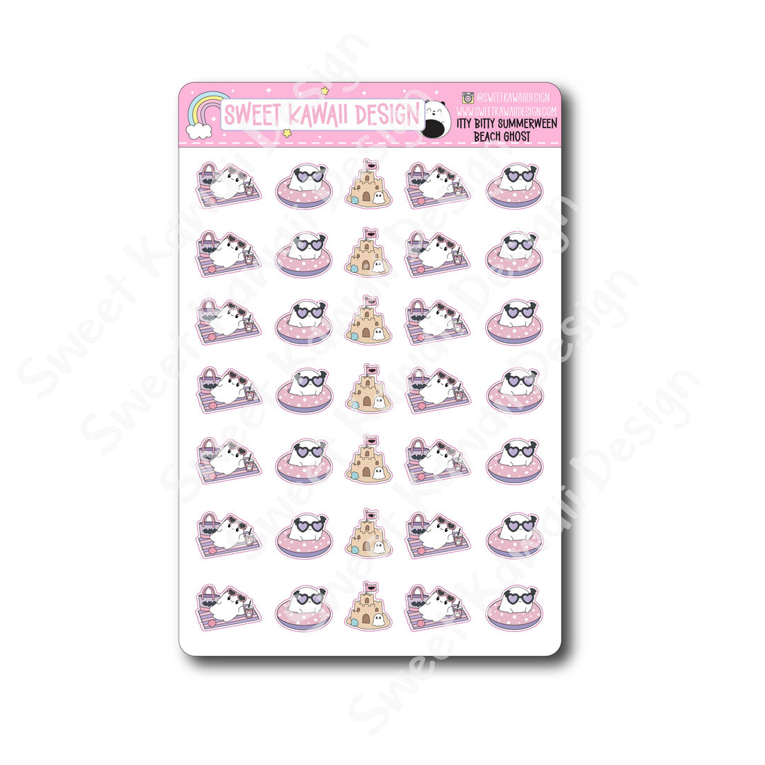 Kawaii Summerween Stickers - Beach Ghost