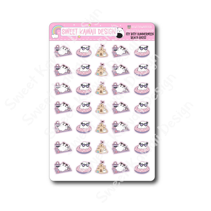 Kawaii Summerween Stickers - Beach Ghost