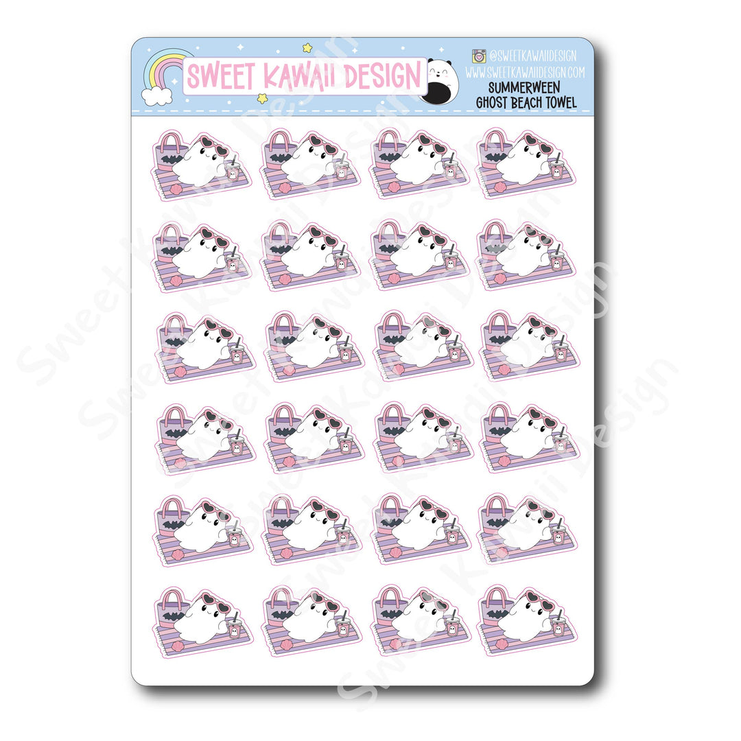 Kawaii Summerween Stickers - Ghost Beach Towel