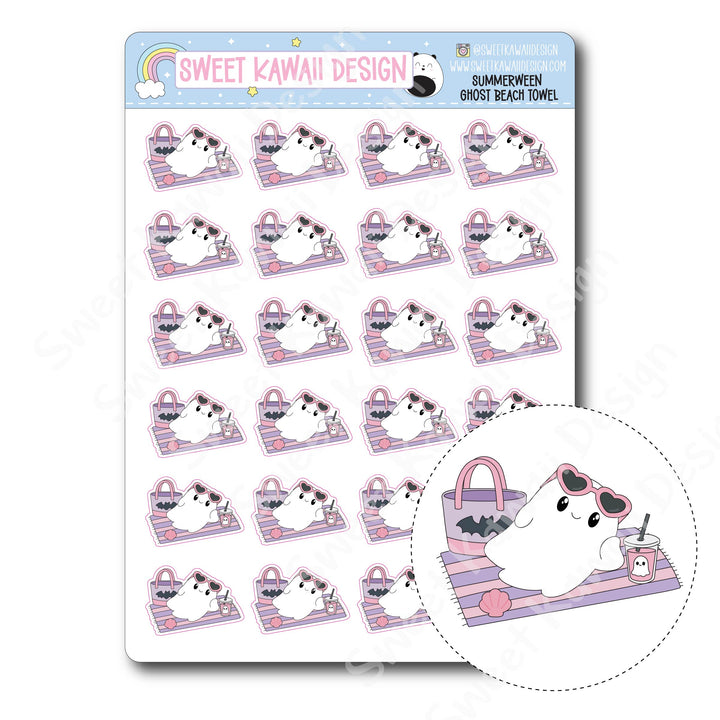Kawaii Summerween Stickers - Ghost Beach Towel