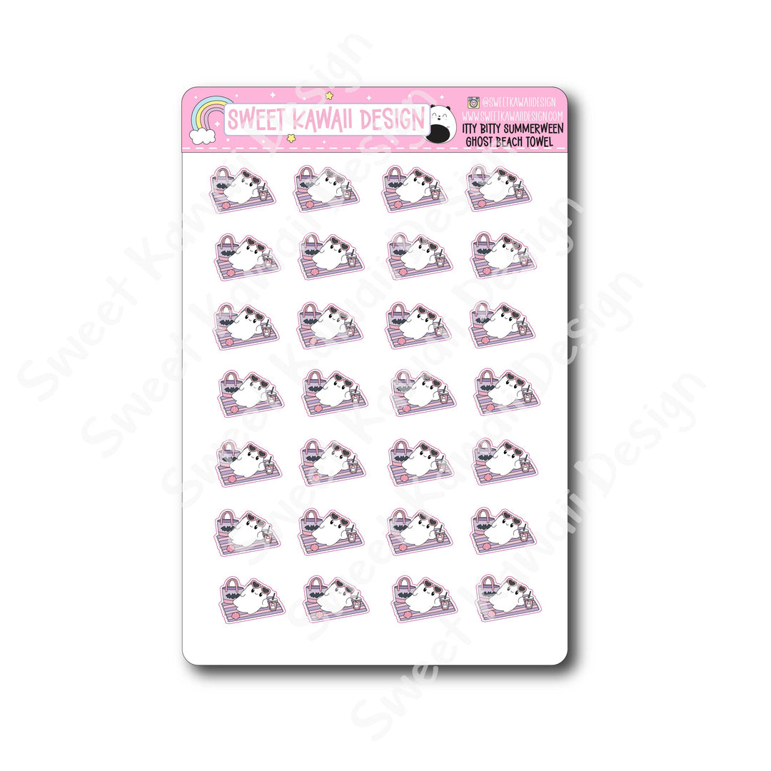 Kawaii Summerween Stickers - Ghost Beach Towel