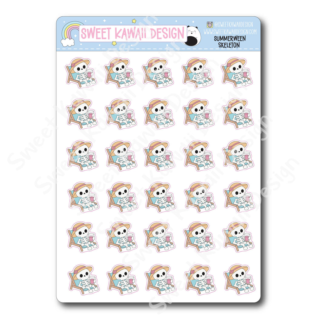 Kawaii Summerween Stickers - Skeleton