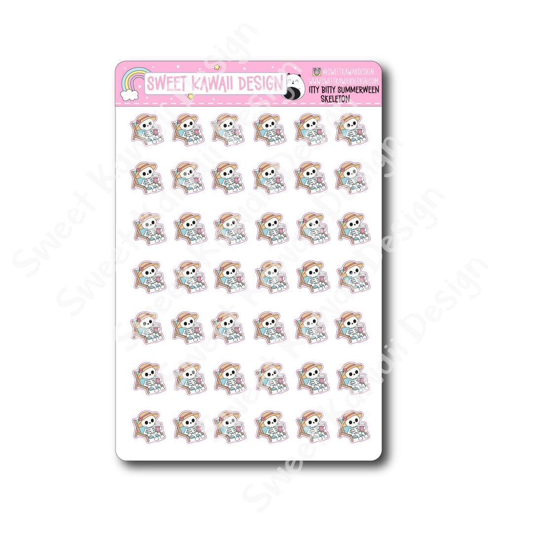 Kawaii Summerween Stickers - Skeleton