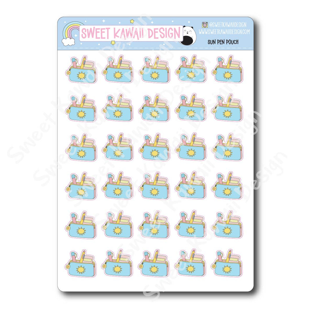 Kawaii Sun Pen Pouch Stickers