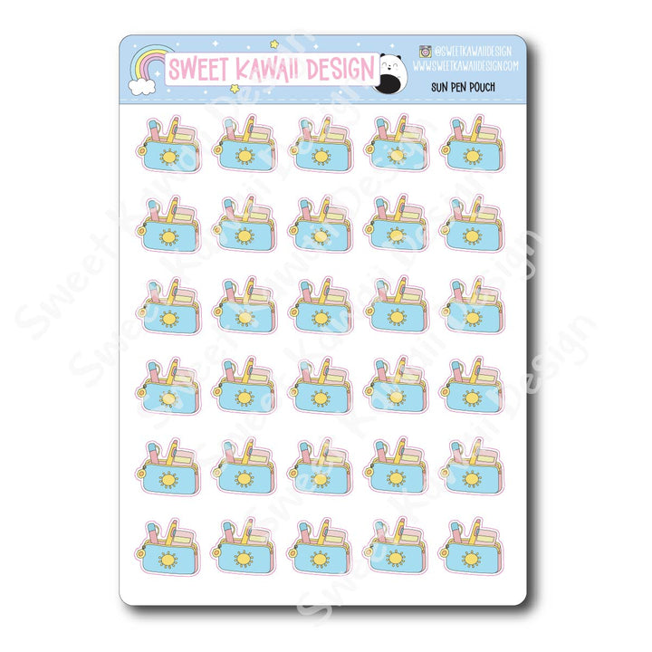 Kawaii Sun Pen Pouch Stickers