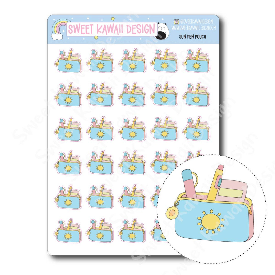 Kawaii Sun Pen Pouch Stickers