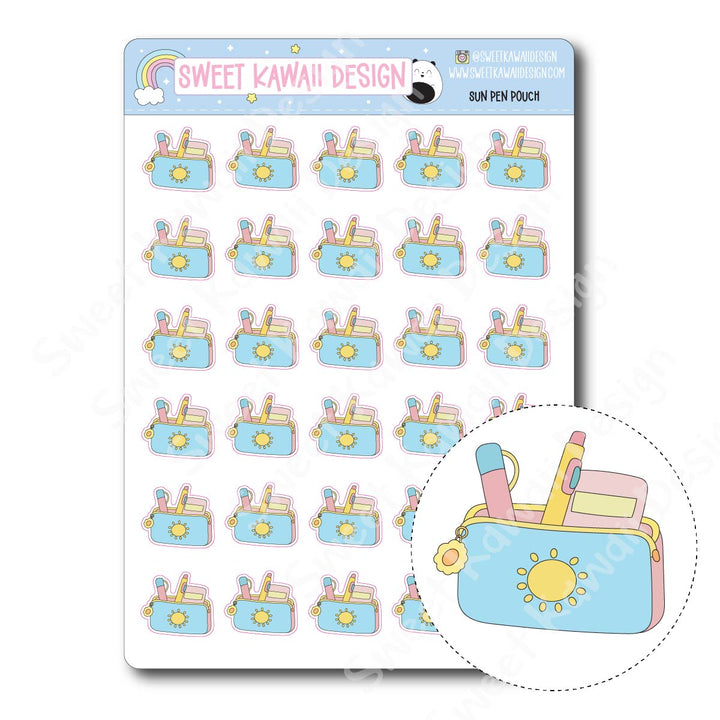 Kawaii Sun Pen Pouch Stickers