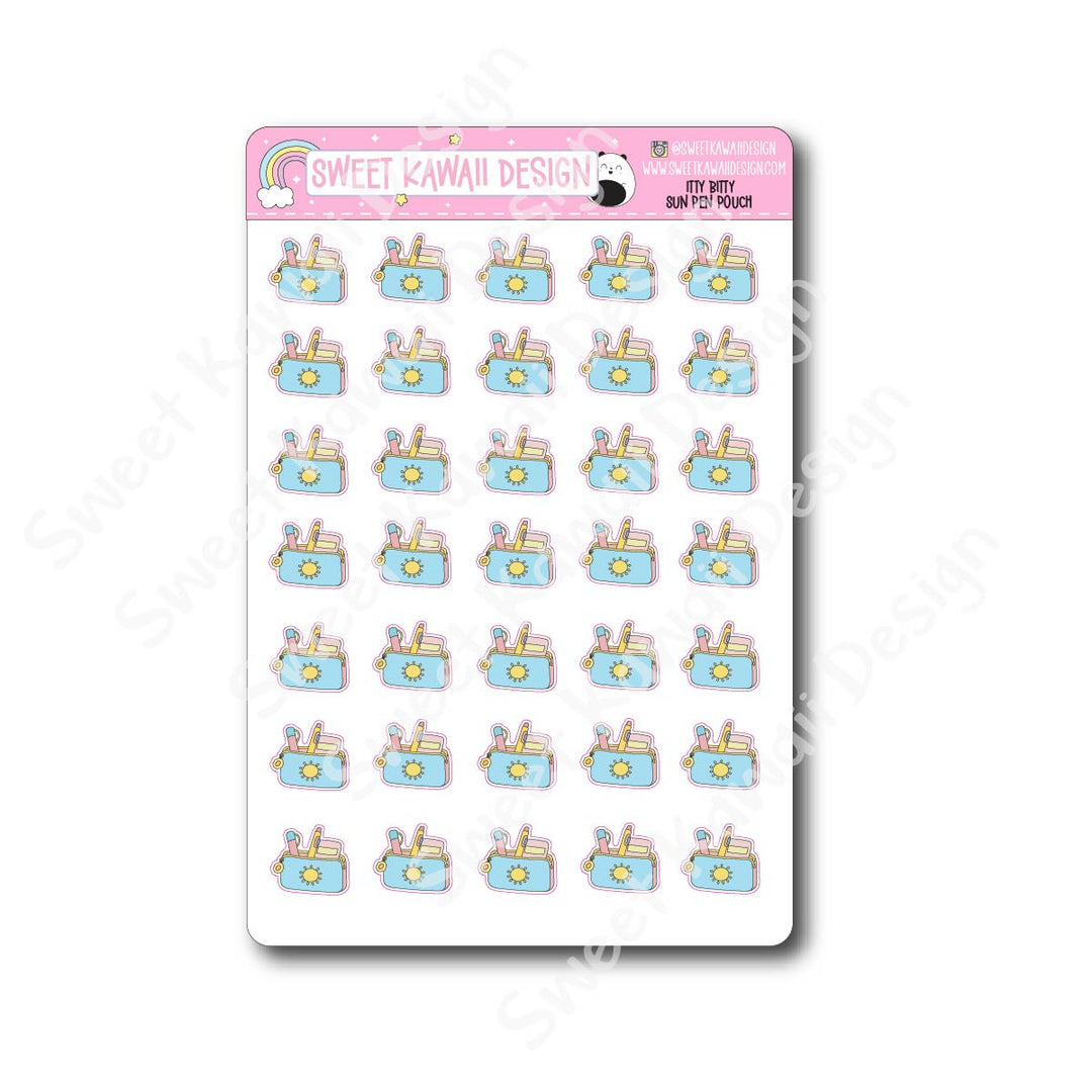 Kawaii Sun Pen Pouch Stickers