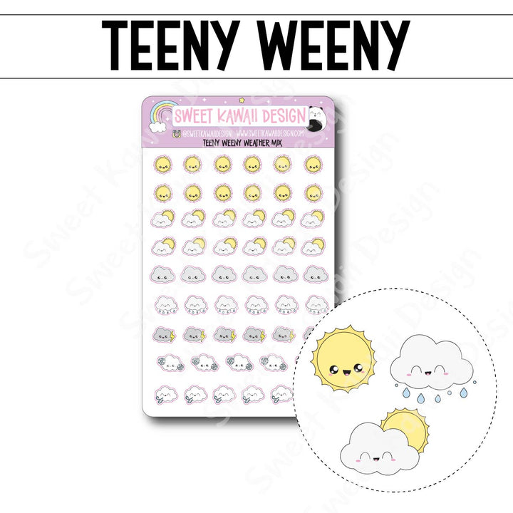 Teeny Weeny Kawaii Weather Stickers - Options Available