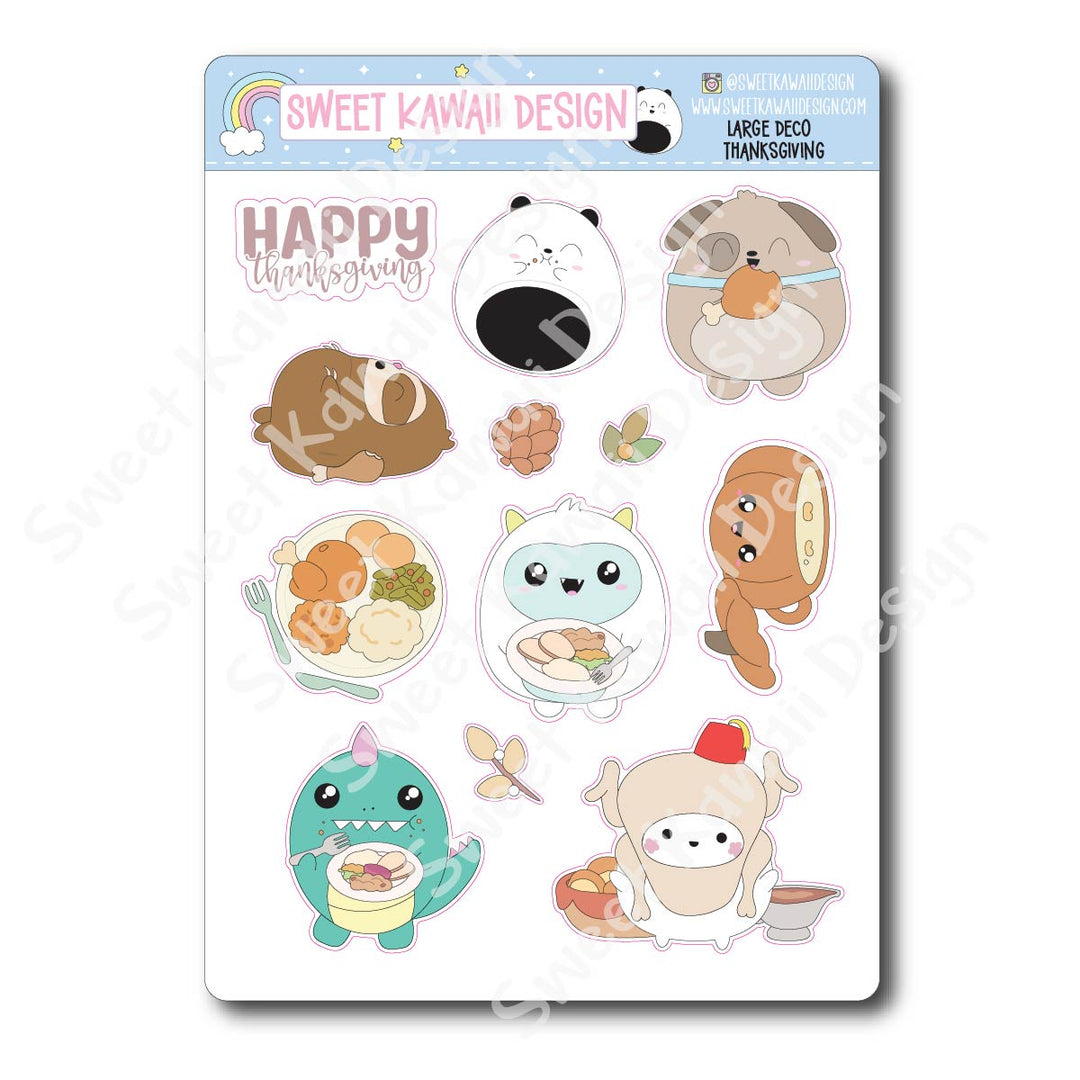 Kawaii Thanksgiving Deco (LARGE) Stickers