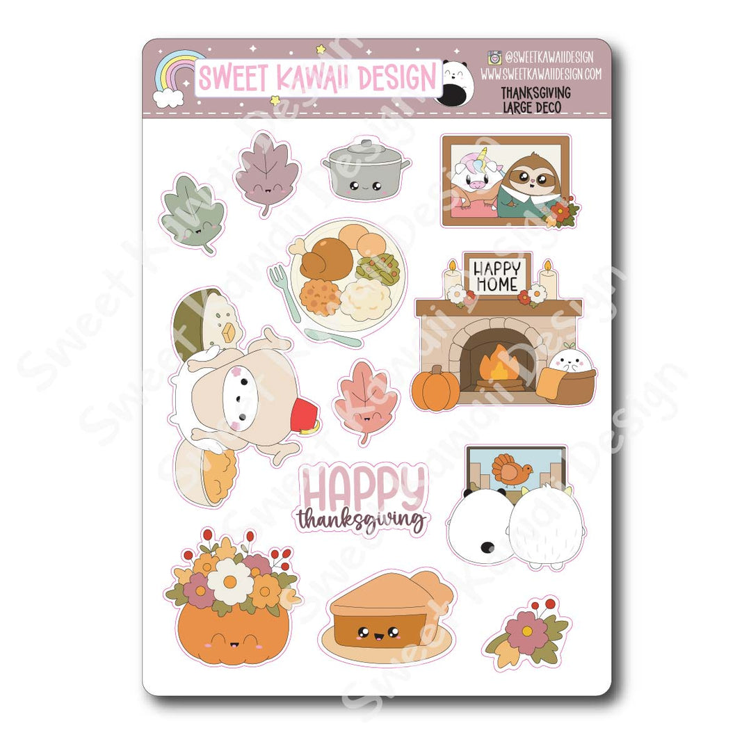 Kawaii Thanksgiving Deco (LARGE) Stickers