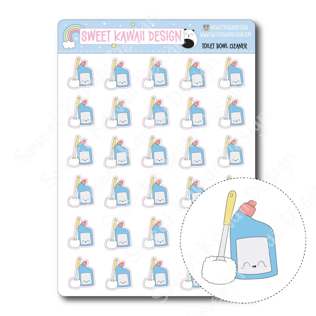 Kawaii Toilet Bowl Cleaner Stickers