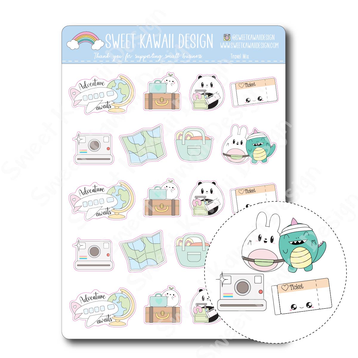 Kawaii Travel Mix Stickers