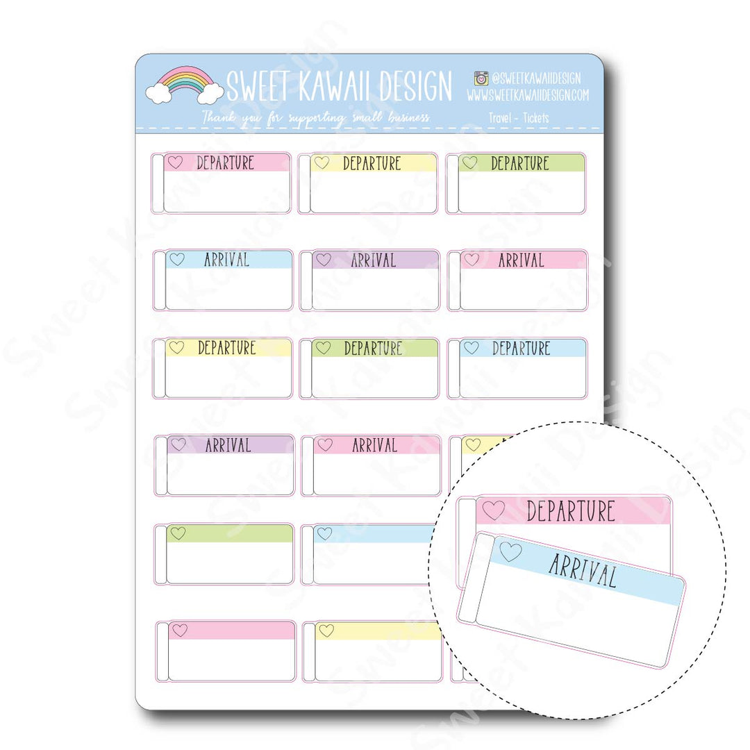 Kawaii Travel Ticket Stickers