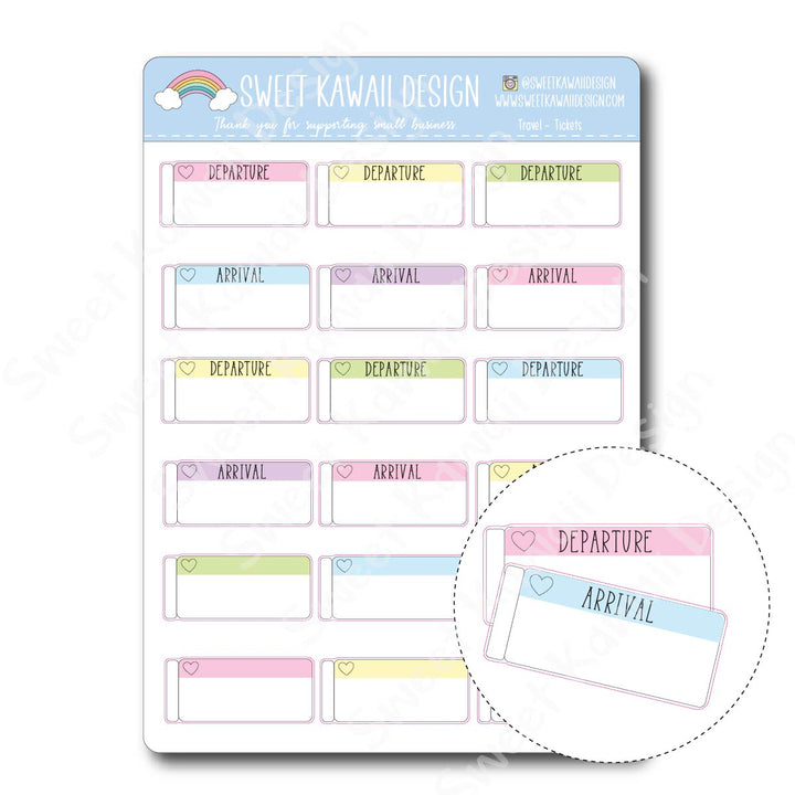 Kawaii Travel Ticket Stickers