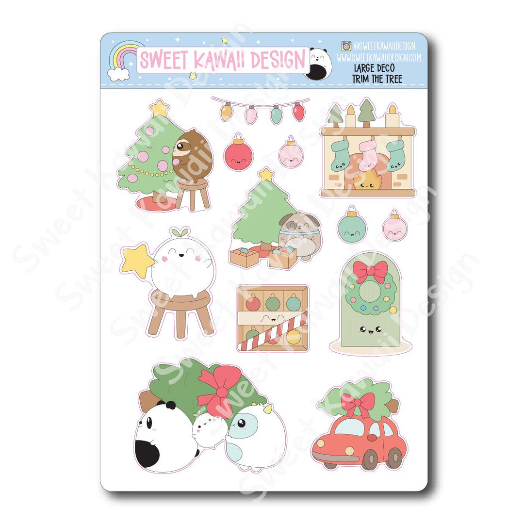Kawaii Trim the Tree Deco (LARGE) Stickers