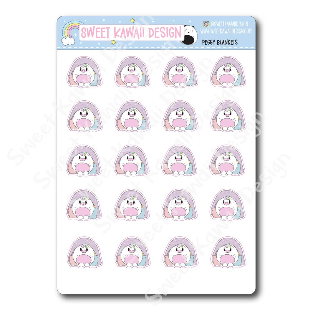 Kawaii Unicorn (Peggy) Stickers - Blankets