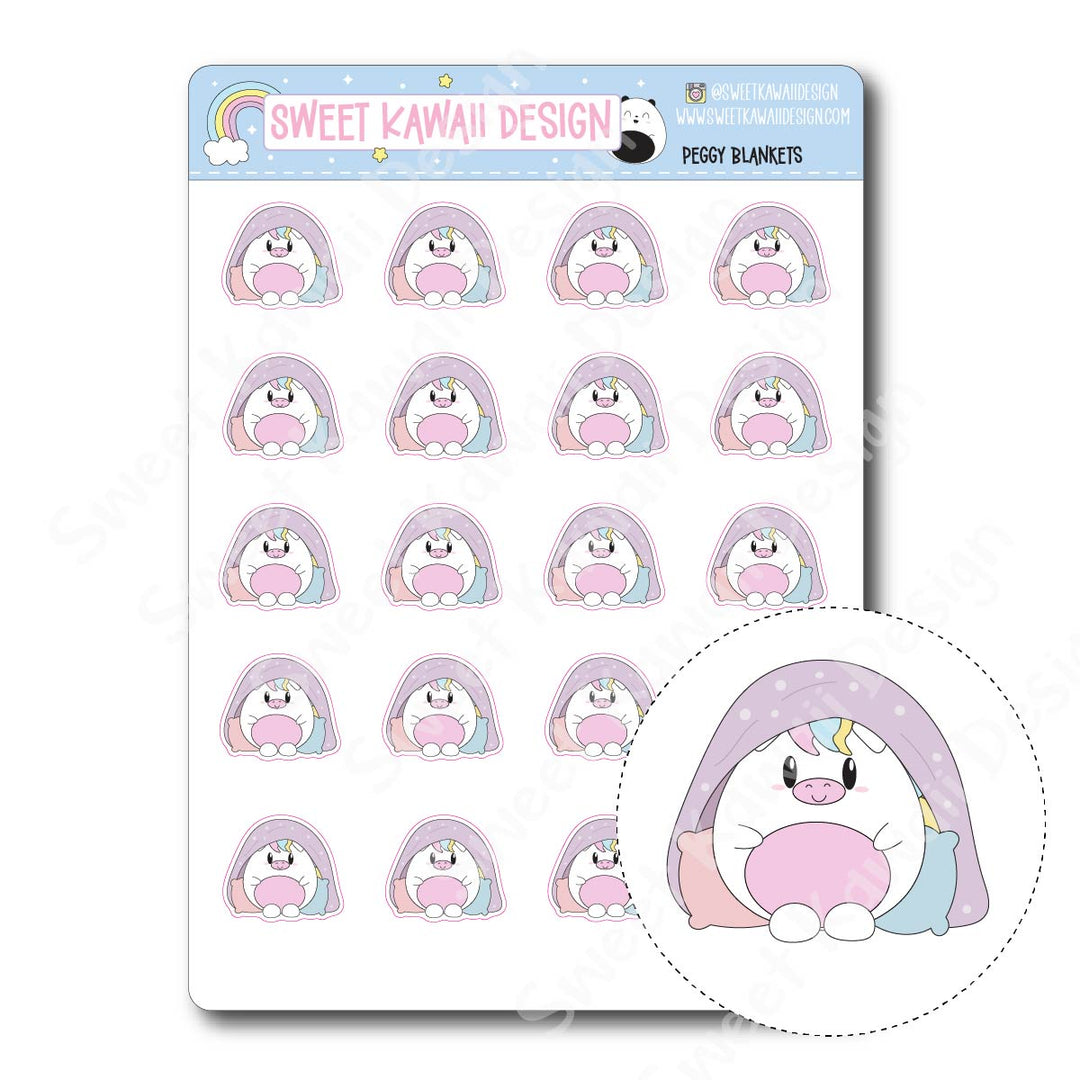 Kawaii Unicorn (Peggy) Stickers - Blankets
