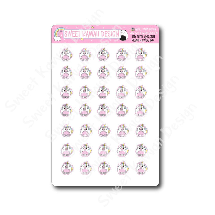 Kawaii Unicorn (Peggy) Stickers - Sweating