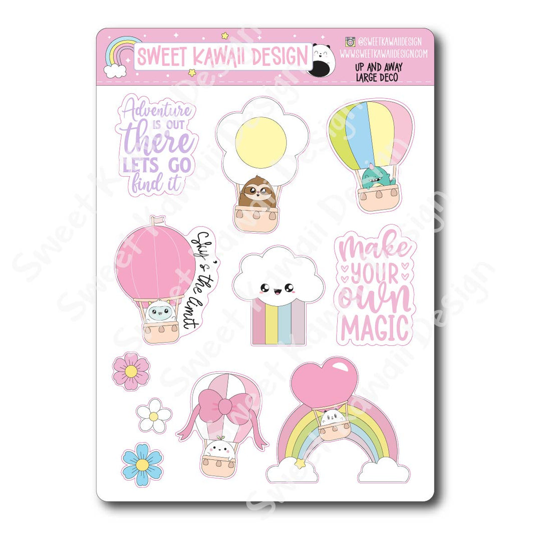 Kawaii Up and Away Deco (LARGE) Stickers