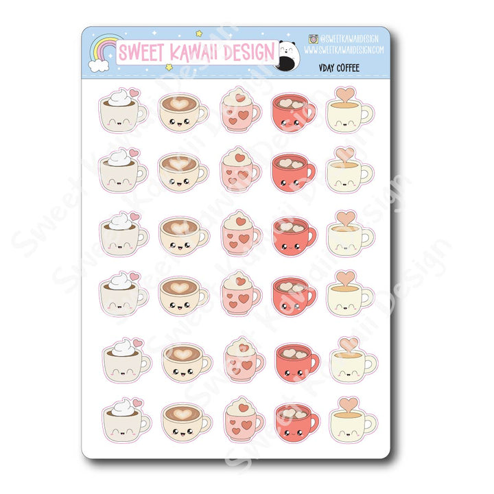 Kawaii V-Day Coffee Stickers