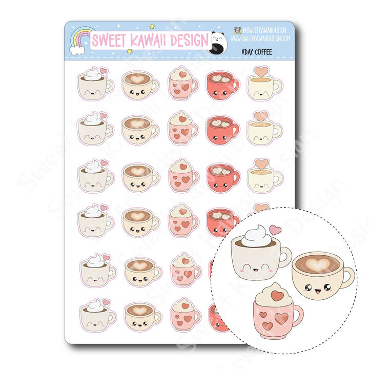 Kawaii V-Day Coffee Stickers
