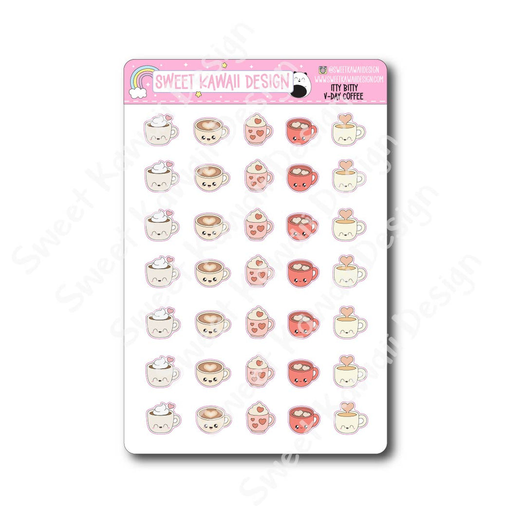 Kawaii V-Day Coffee Stickers