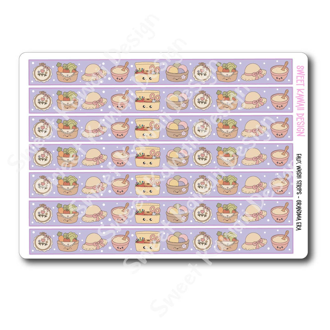 Kawaii Faux Washi Strips - Grandma Era
