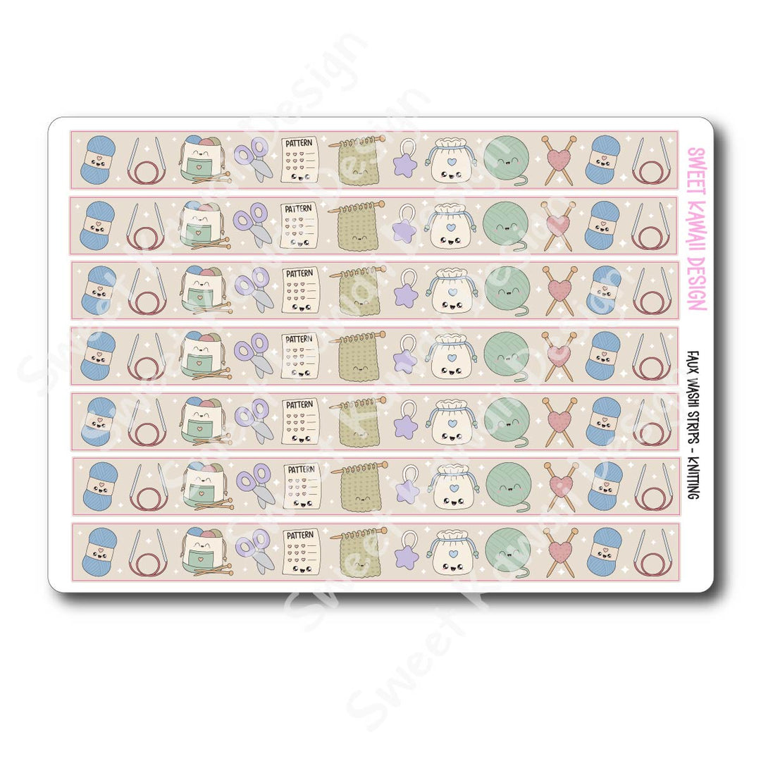 Kawaii Faux Washi Strips - Knitting