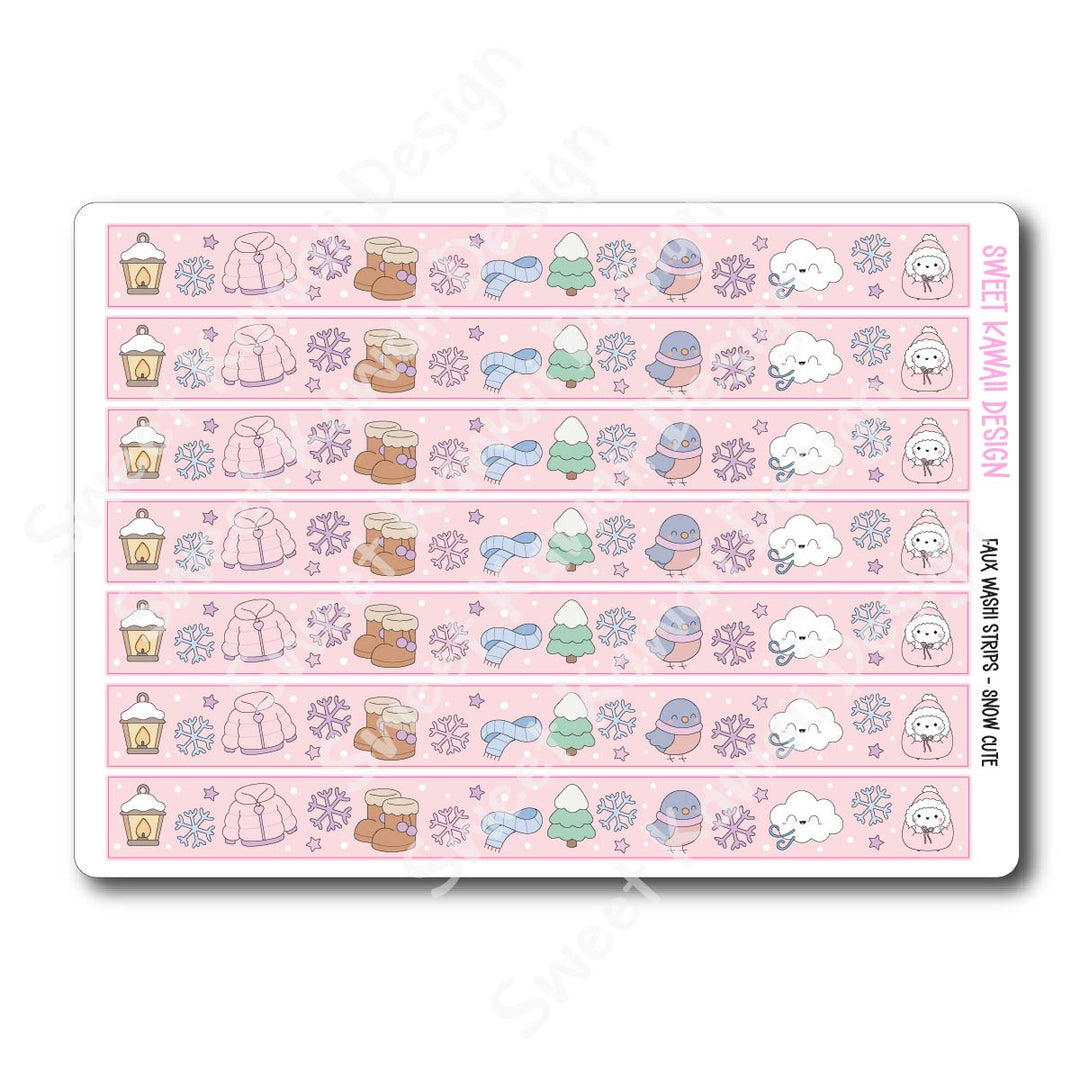 Kawaii Faux Washi Strips - Snow Cute
