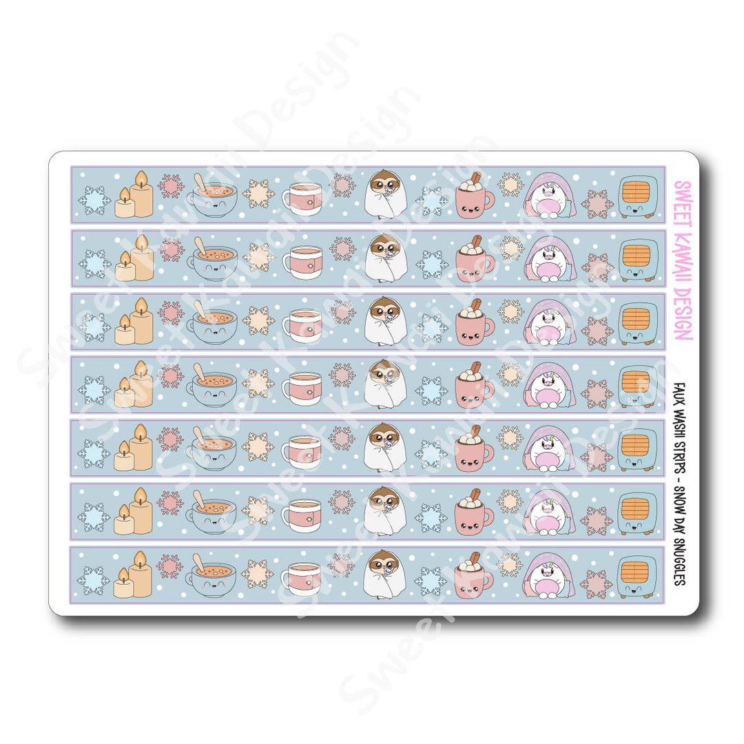 Kawaii Faux Washi Strips - Snow Day Snuggles