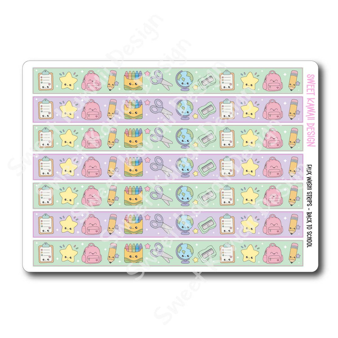 Kawaii Faux Washi Strips - Back to School
