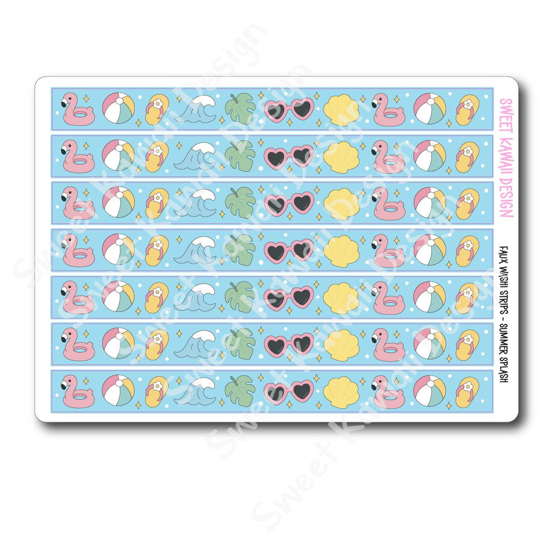 Kawaii Faux Washi Strips - Summer Splash