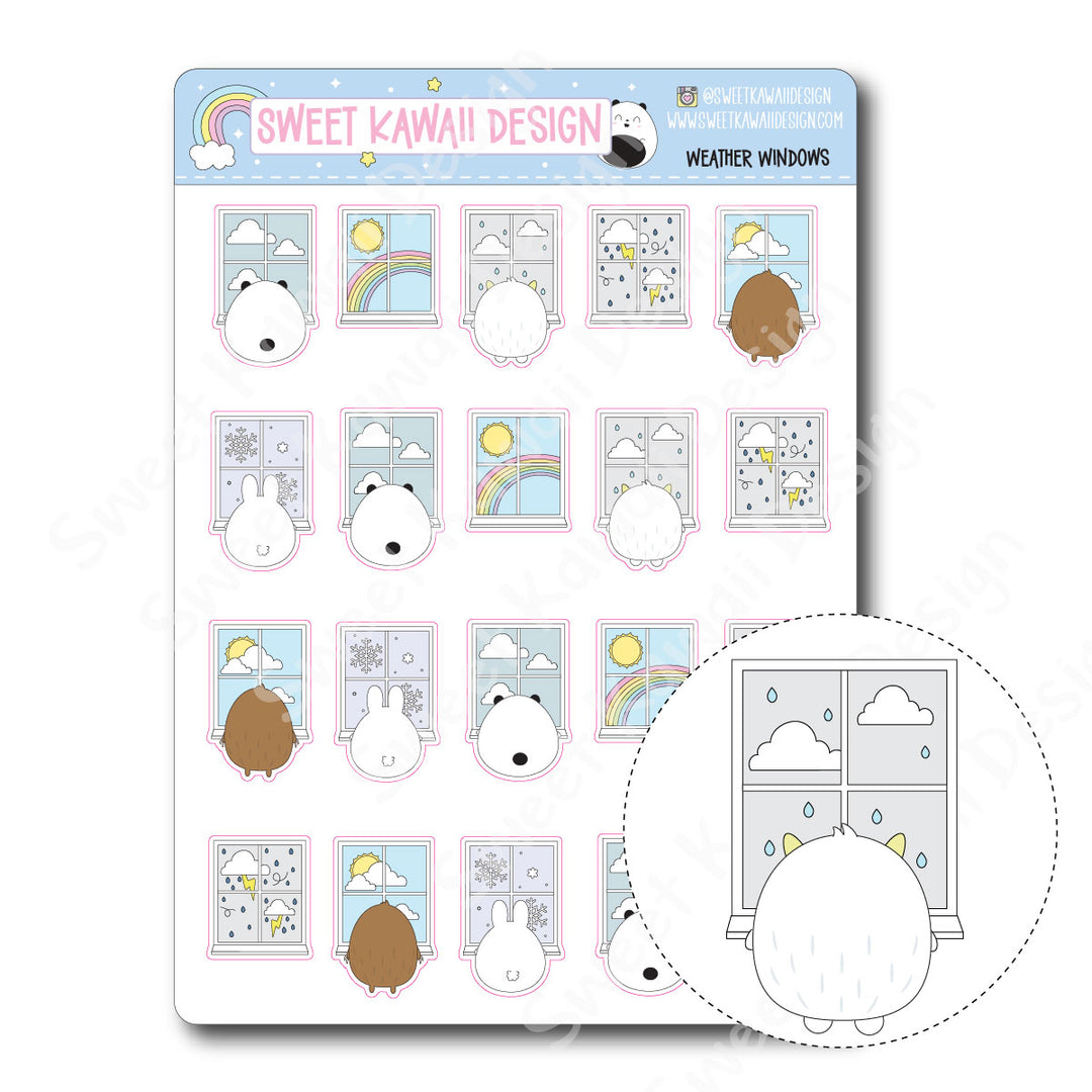 Kawaii Weather Window Stickers - Options Available