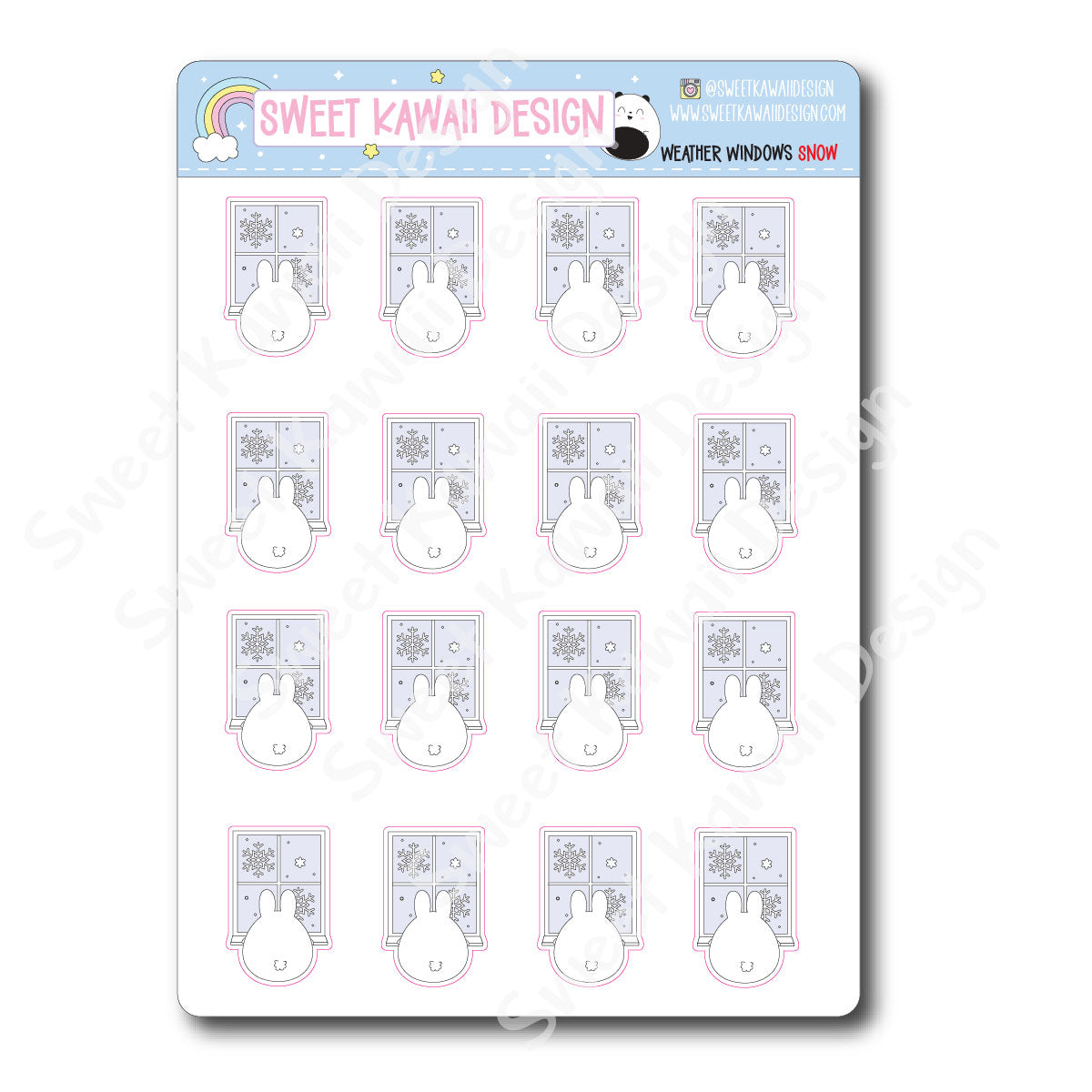 Kawaii Weather Window Stickers - Options Available