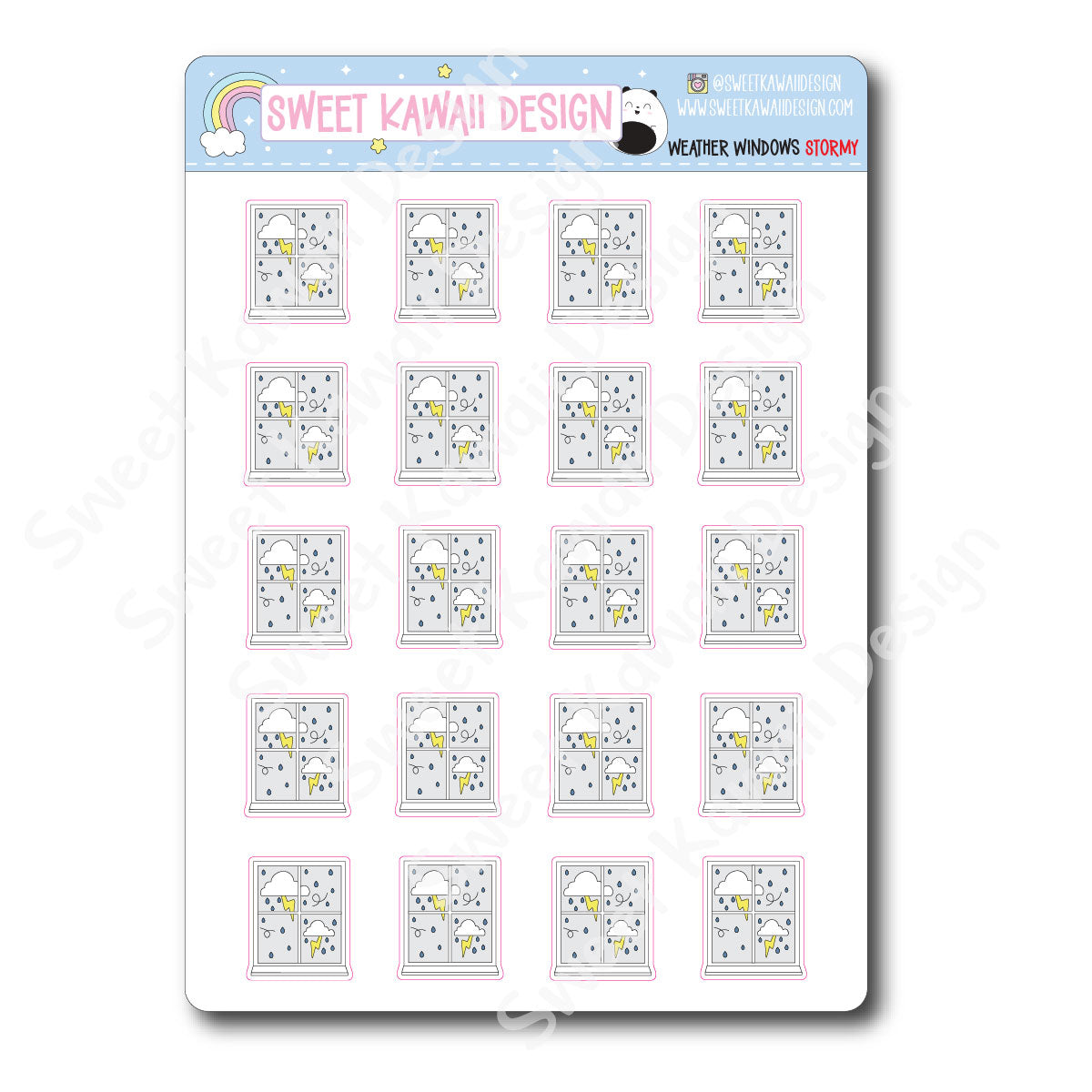 Kawaii Weather Window Stickers - Options Available