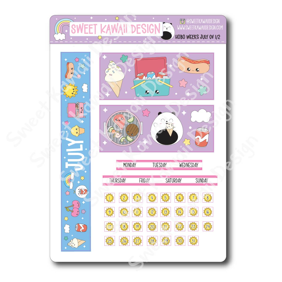 July 2024 Monthly Overview Stickers - HOBONICHI WEEKS