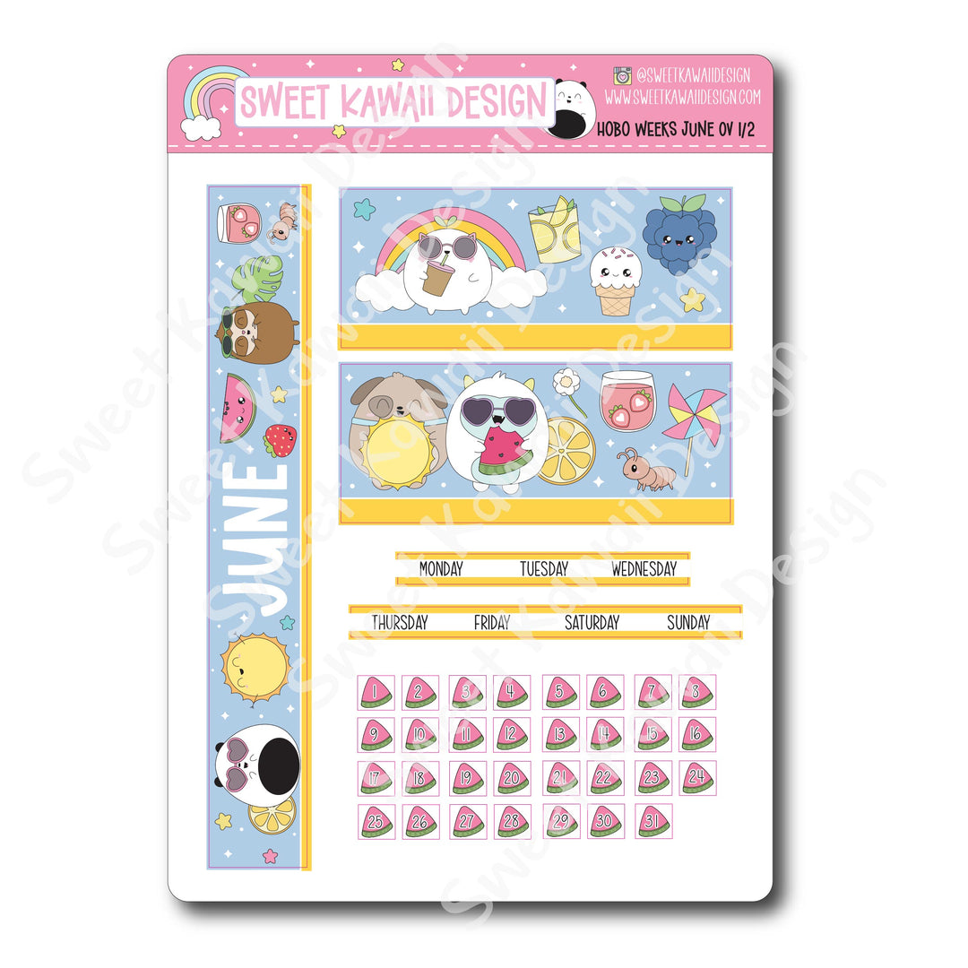 June 2025 Monthly Overview Stickers - HOBONICHI WEEKS