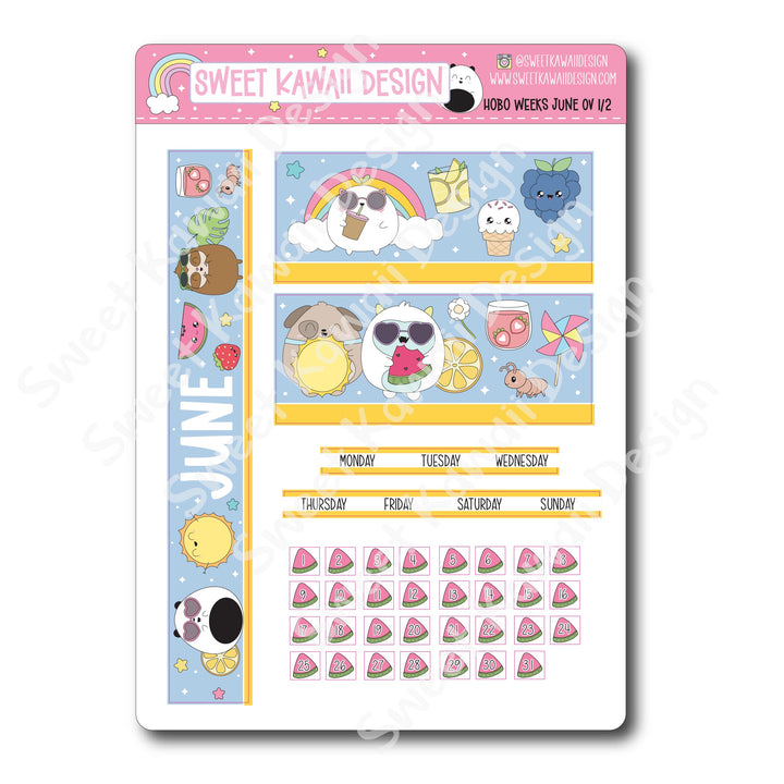 June 2025 Monthly Overview Stickers - HOBONICHI WEEKS