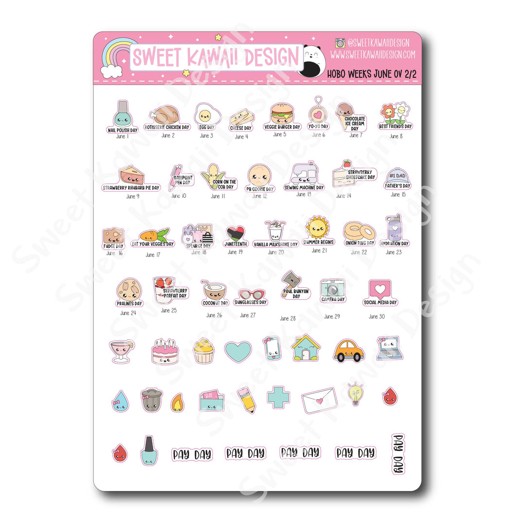 June 2025 Monthly Overview Stickers - HOBONICHI WEEKS