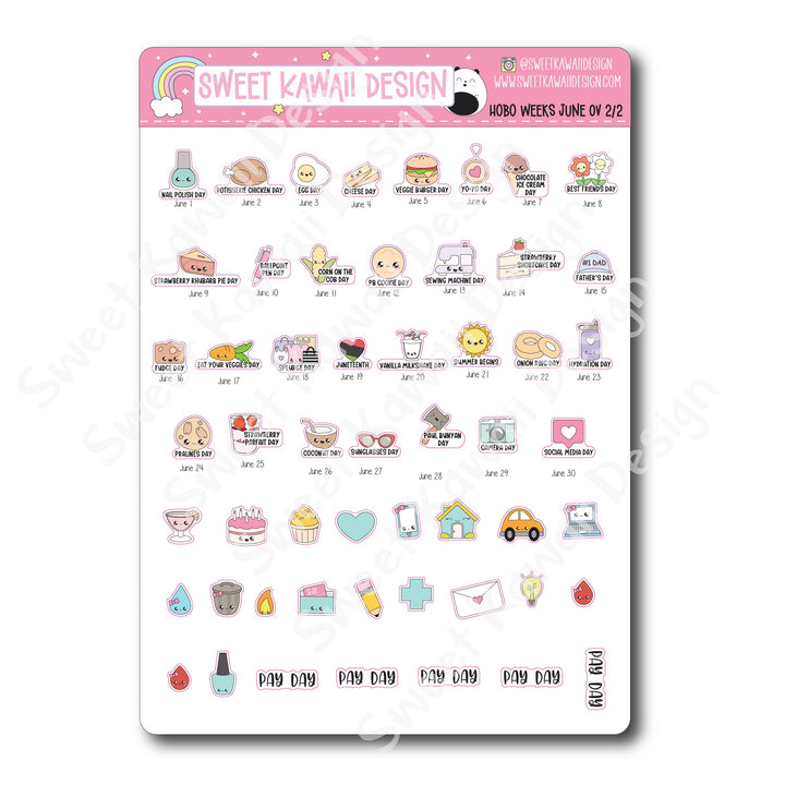 June 2025 Monthly Overview Stickers - HOBONICHI WEEKS