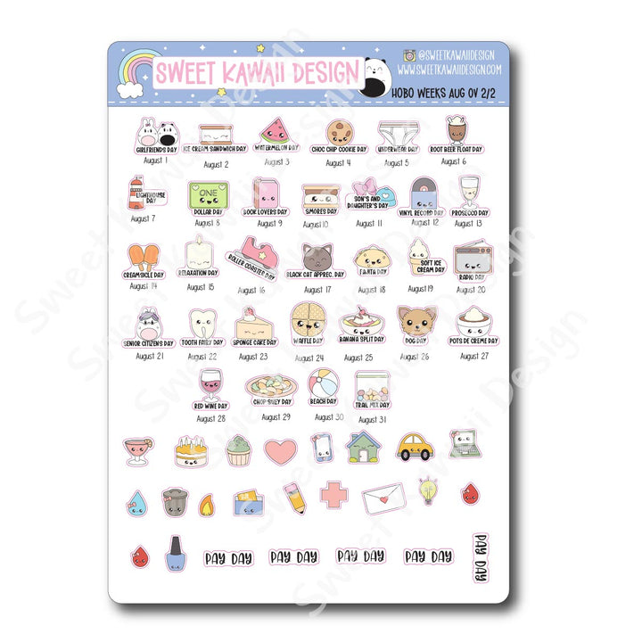 August 2025 Monthly Overview Stickers - HOBONICHI WEEKS