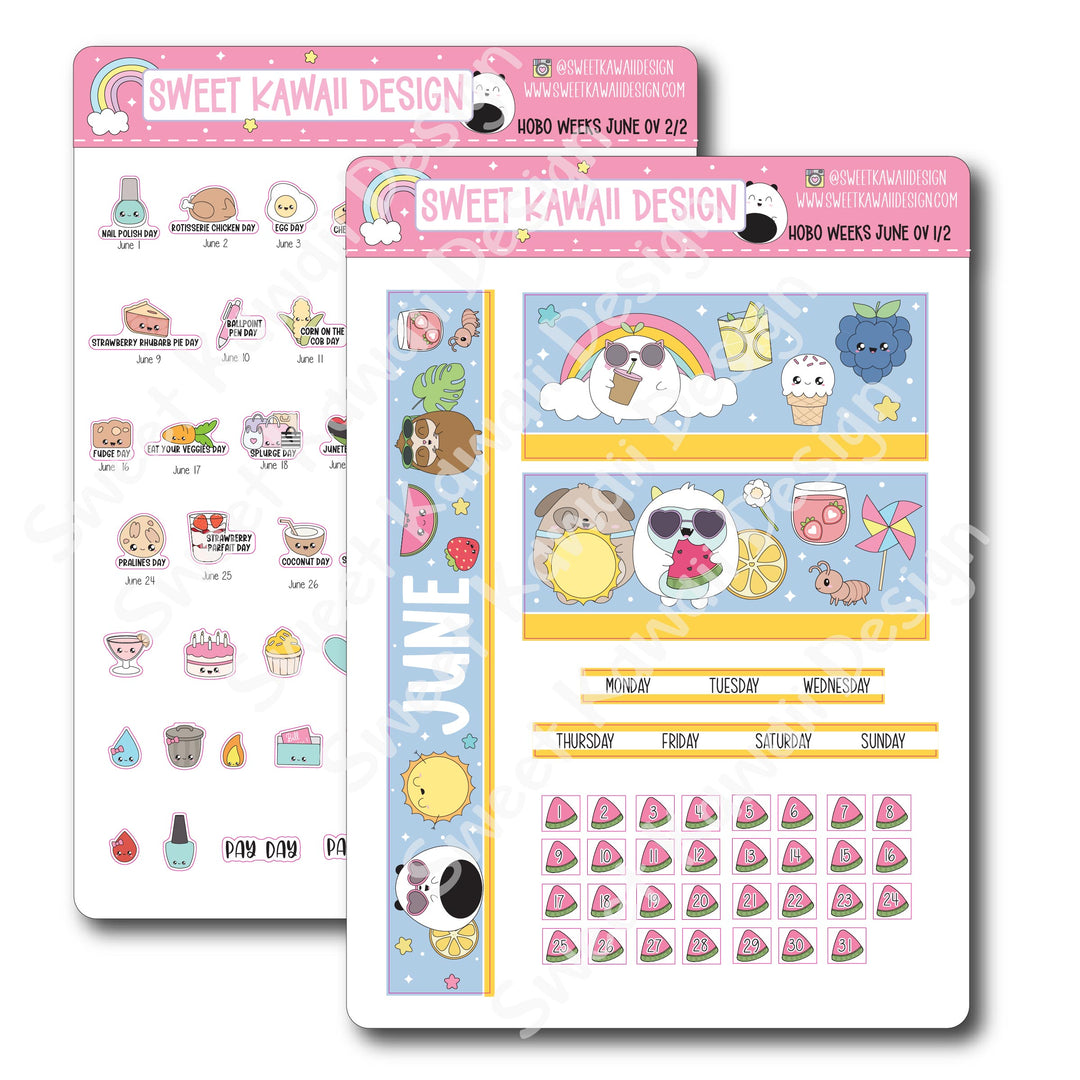 June 2025 Monthly Overview Stickers - HOBONICHI WEEKS