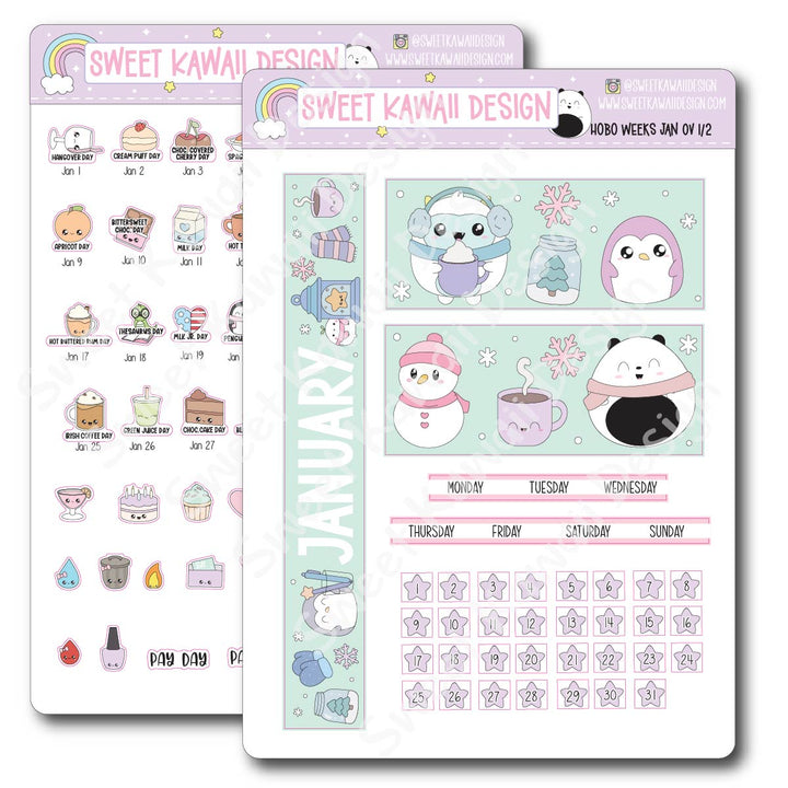 January 2026 Monthly Overview Stickers - HOBONICHI WEEKS