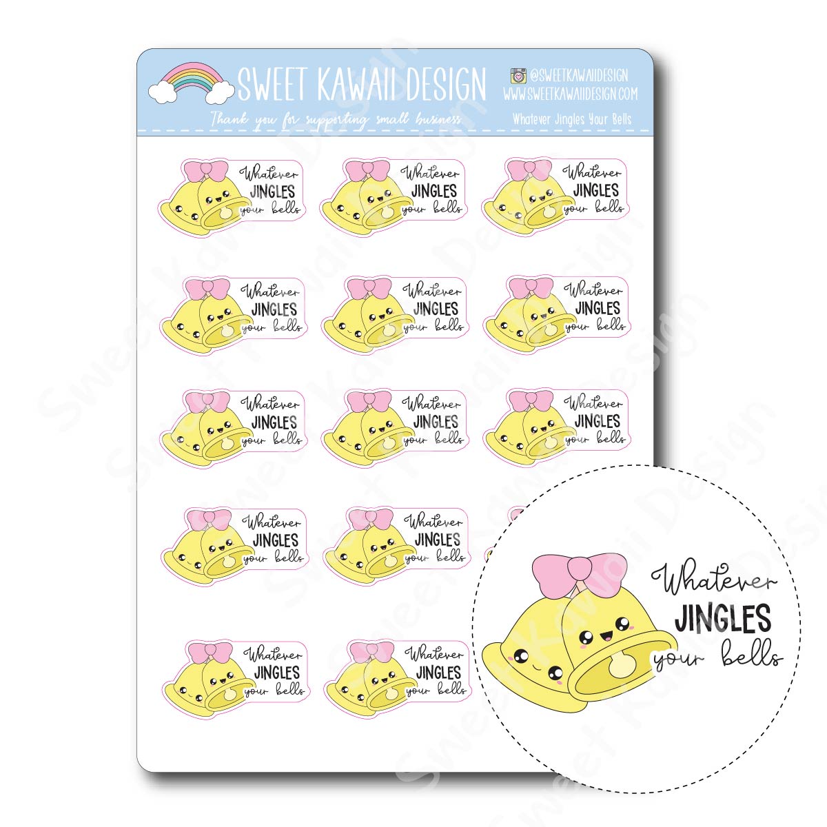 Kawaii Whatever Jingles Your Bells Stickers Sweet Kawaii Design
