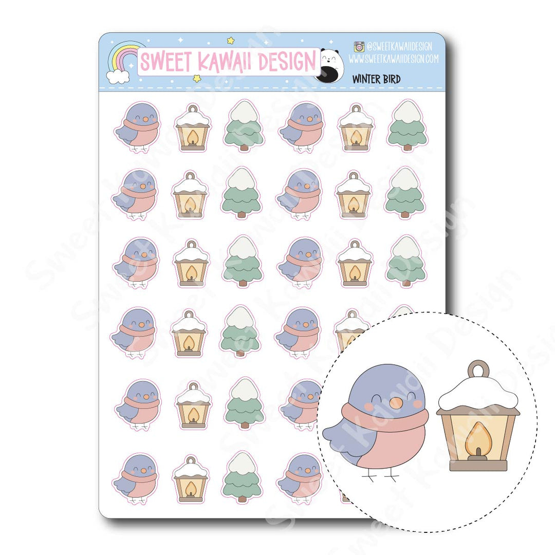 Kawaii Winter Bird Stickers