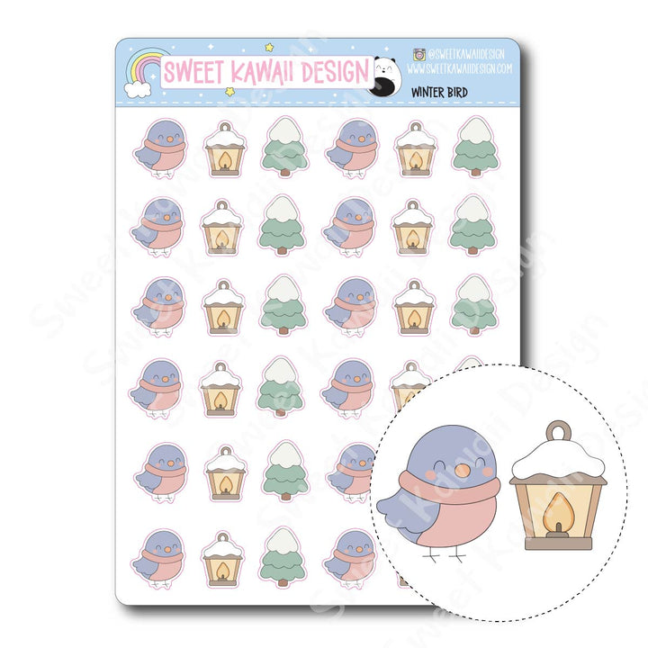 Kawaii Winter Bird Stickers