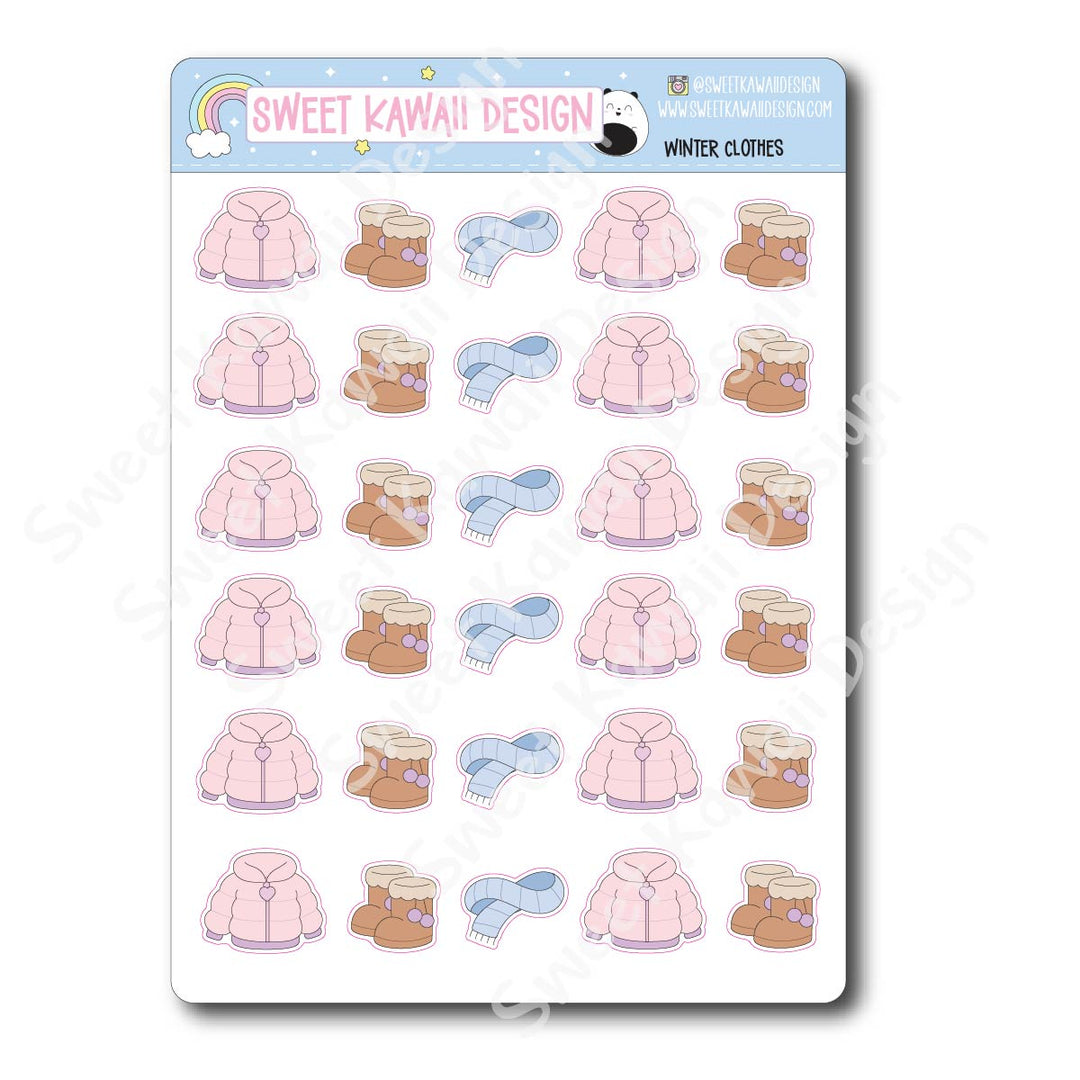 Kawaii Winter Clothes Stickers